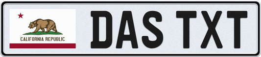 California European License Plate