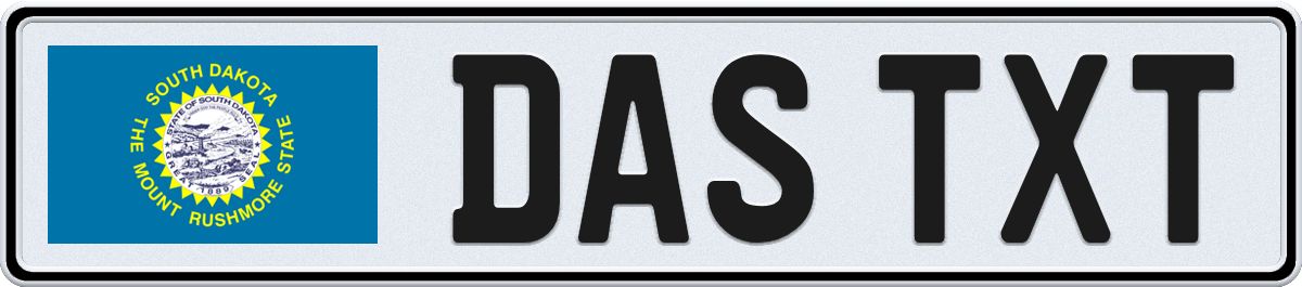 South Dakota European License Plate