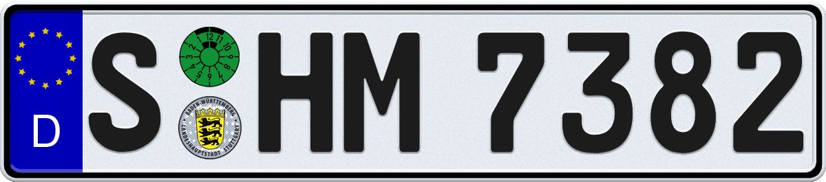 EEC German License Plate - Stuttgart - Home of Mercedes