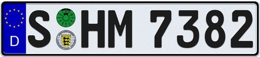 EEC German License Plate -  Stuttgart - Home of Mercedes