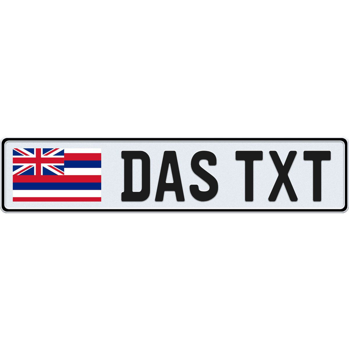 Hawaii large flag European license plate