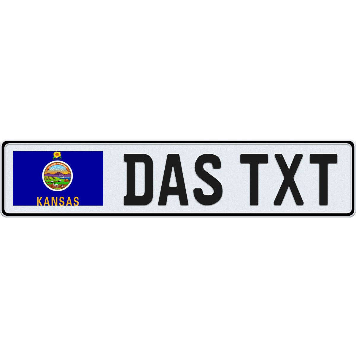 Kansas large flag European license plate