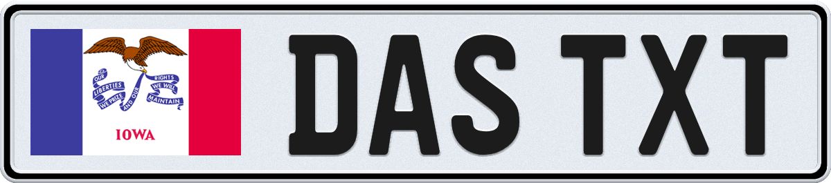 Iowa European License Plate