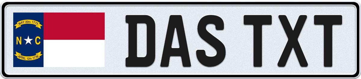 North Carolina European License Plate