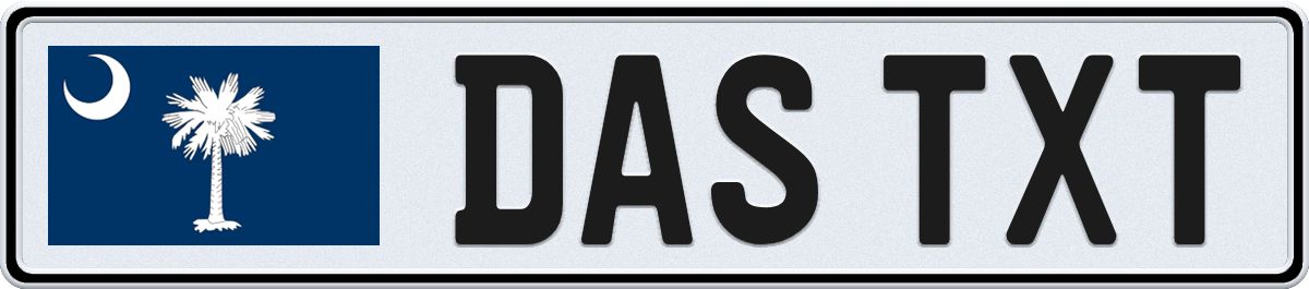 South Carolina European License Plate