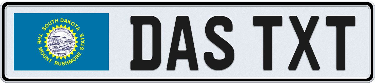 South Dakota European License Plate