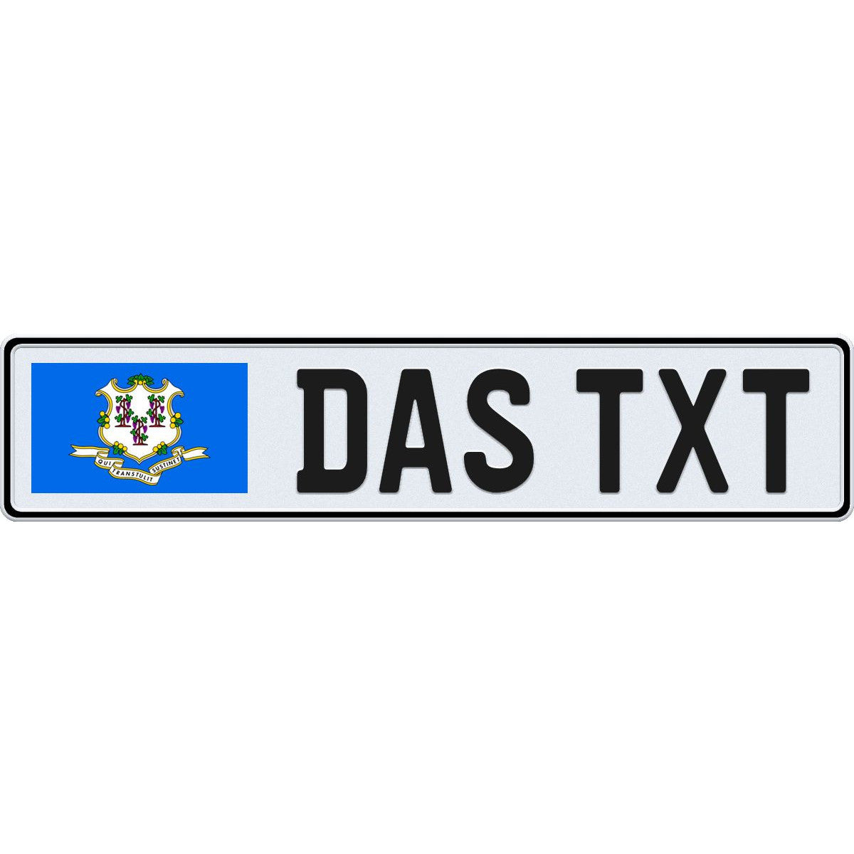 Connecticut large flag european license plate