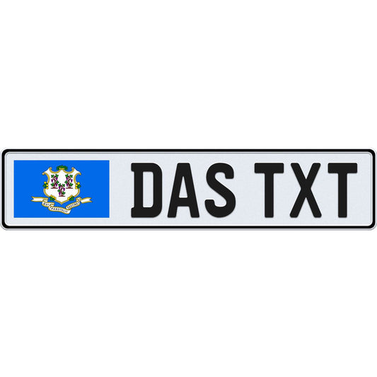 Connecticut large flag european license plate