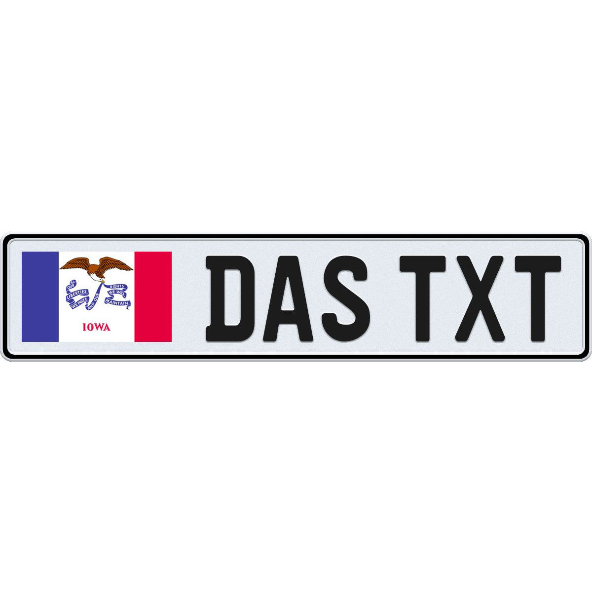 Iowa large flag European license plate