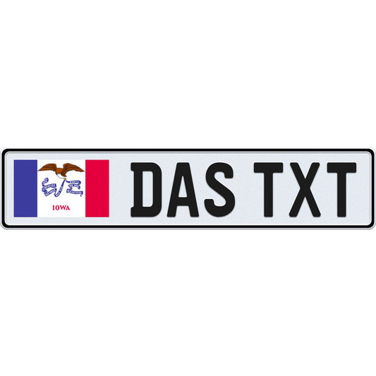 Iowa large flag European license plate