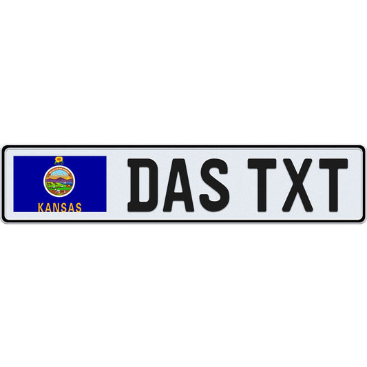 Kansas large flag European license plate