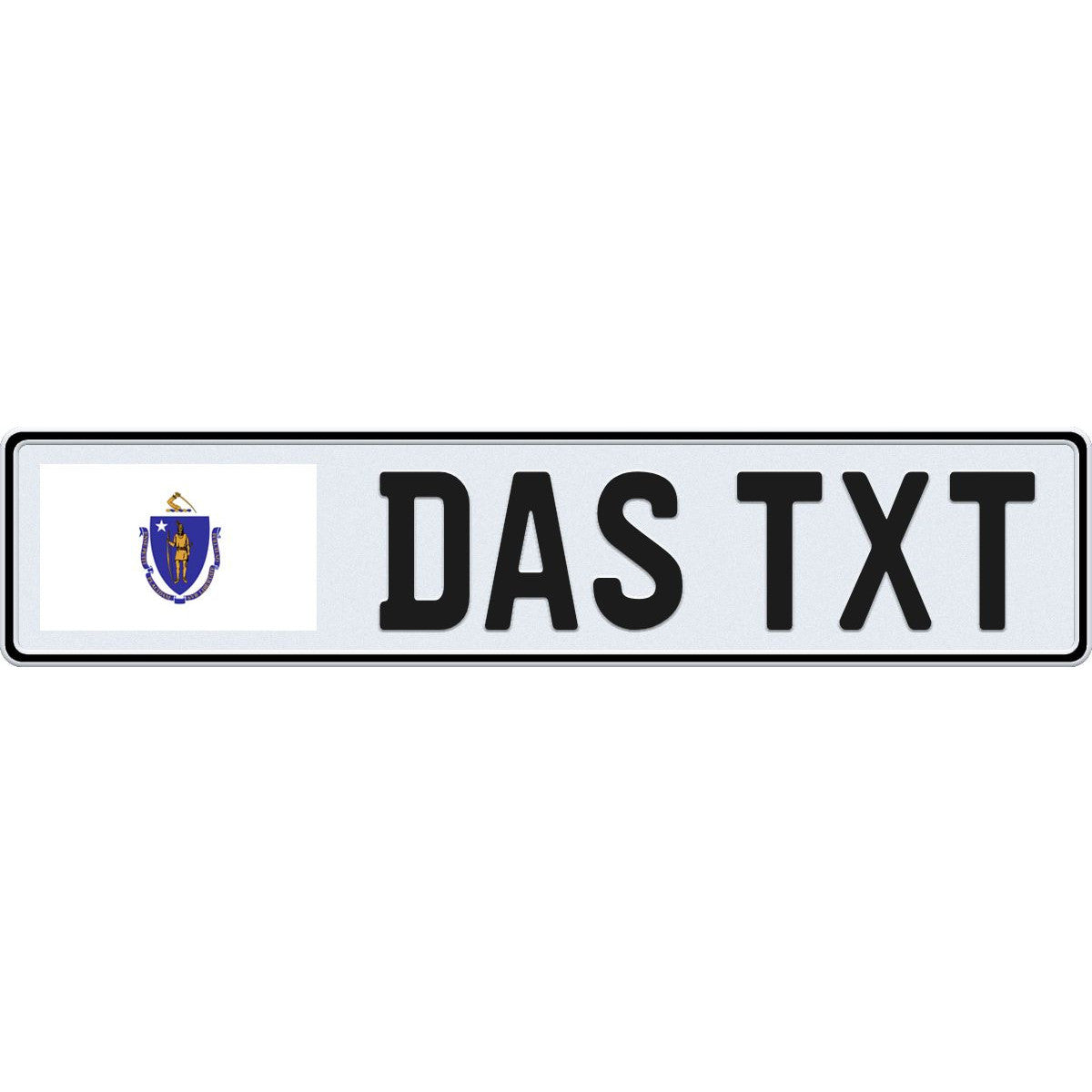 Massachusettts large flag European license plate
