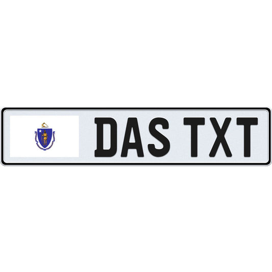 Massachusettts large flag European license plate
