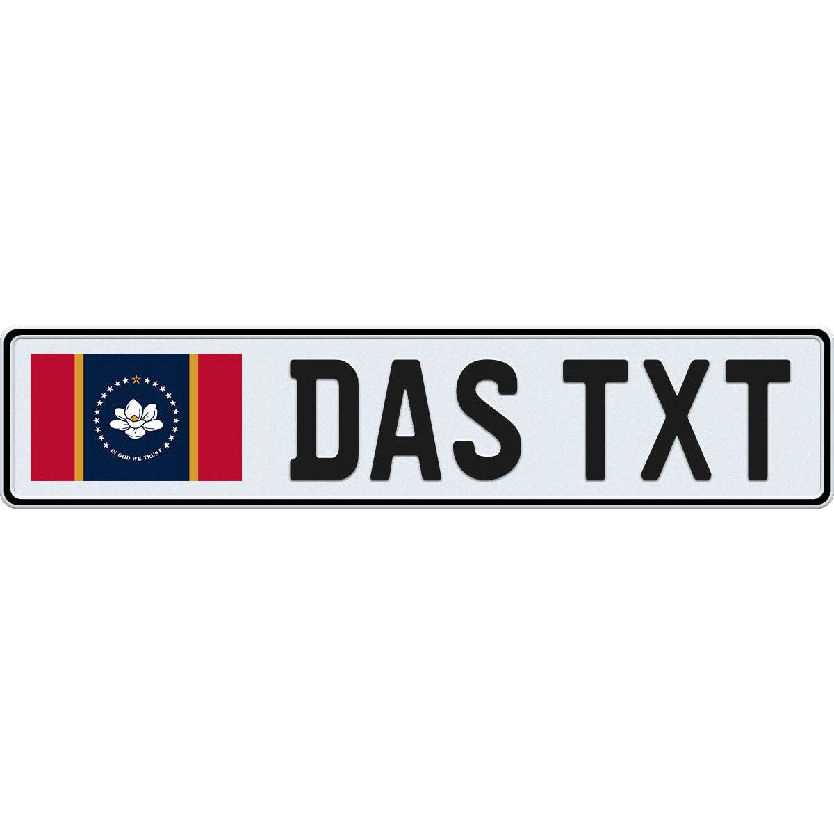 Mississippi large flag European license plate
