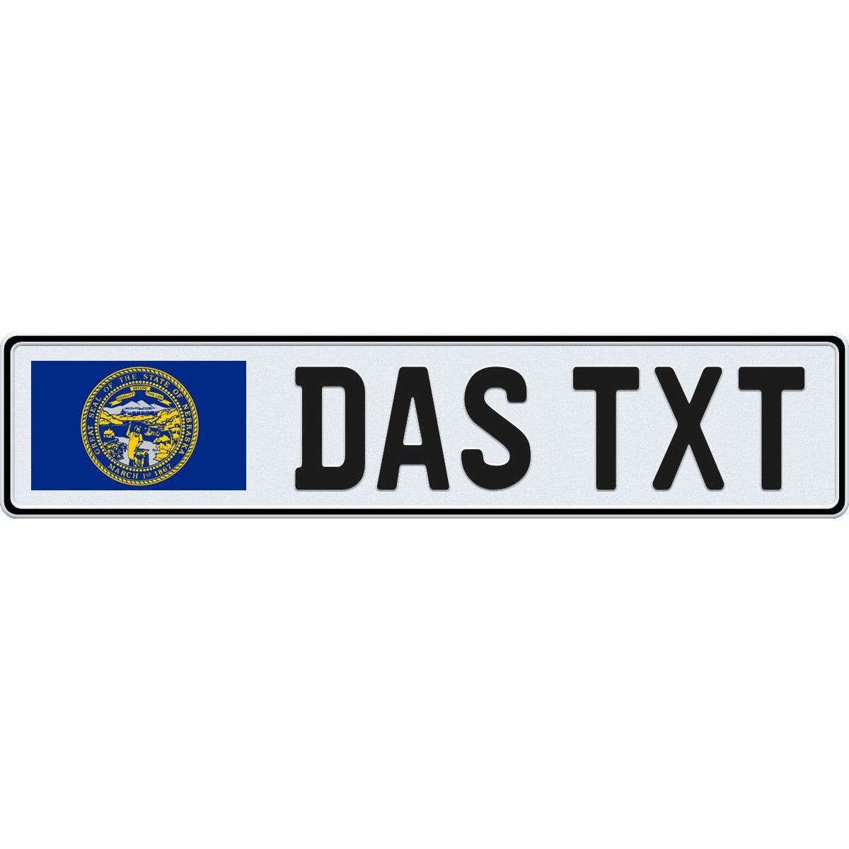 Nebraska large flag European license plate