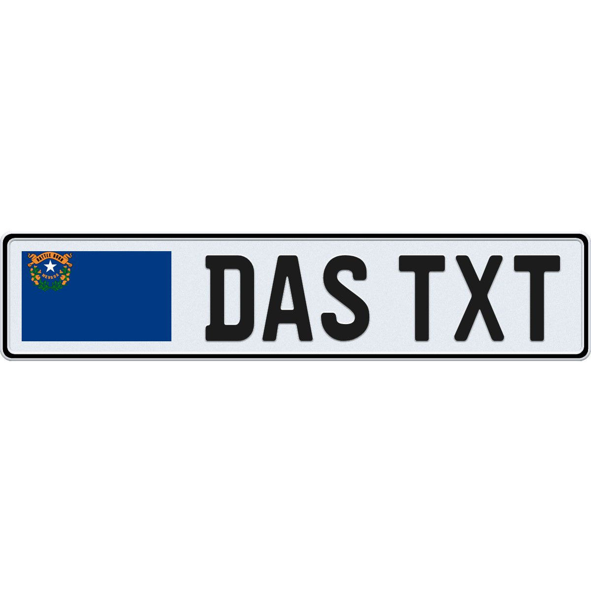 Nevada large flag European license plate