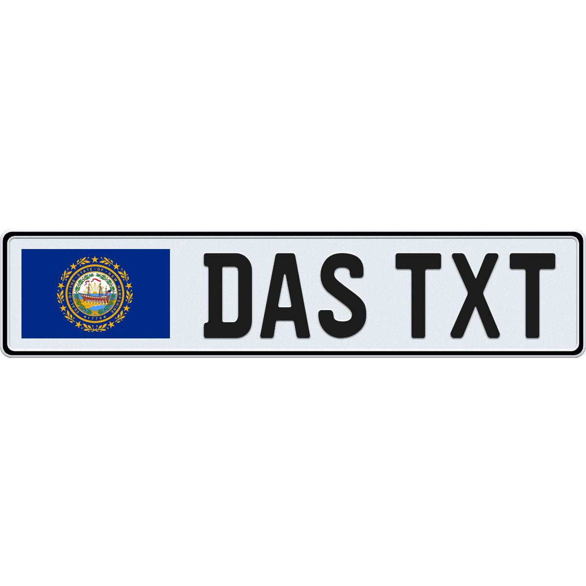 New Hampshire large flag European license plate