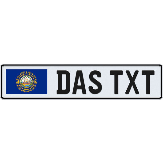 New Hampshire large flag European license plate