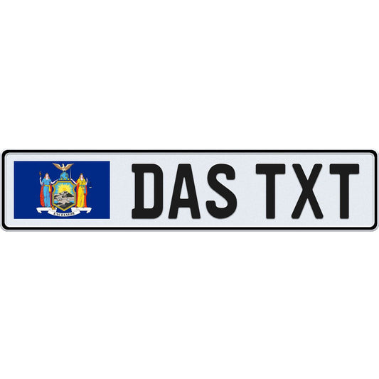 New York large flag European license plate