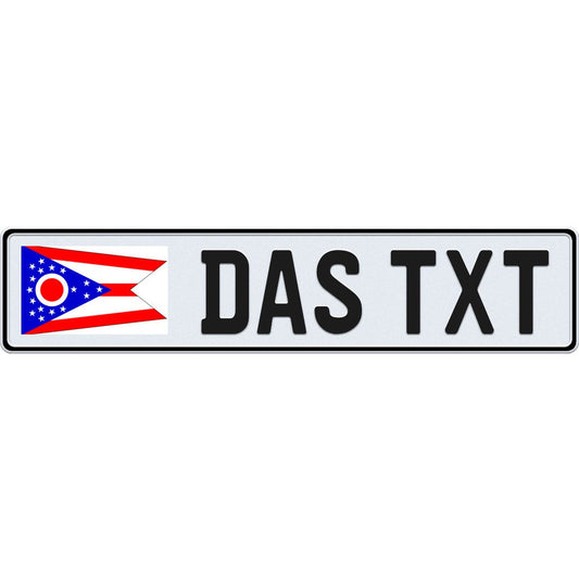 Ohio large flag European license plate