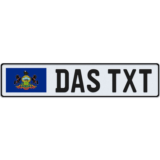 Pennsylvania large flag European license plate