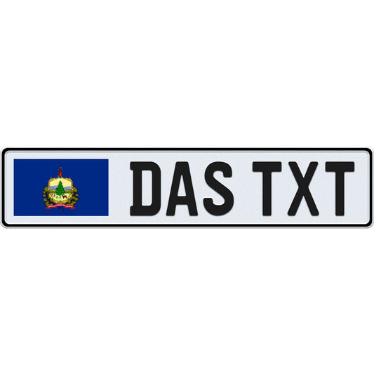 Vermont large flag European license plate