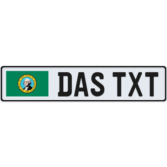 Washington large flag European license plate