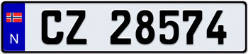 Norway European License Plate